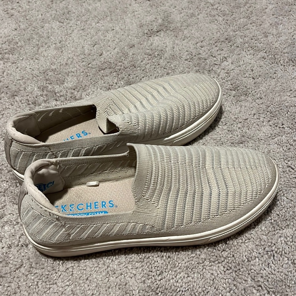 Sketchers tan slip on shoes